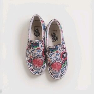 Vans Classic Slip-On 'Sticker Mash Up' Stickers MultiColor Unisex Skate Size 5.5
